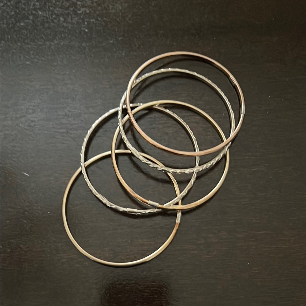 Elegant Gold Silver and pink Bangle Set
